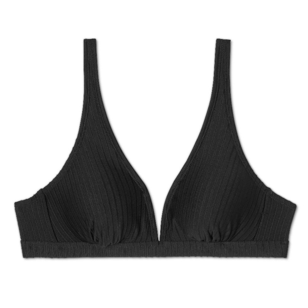 Target Ribbed Triangle Bikini Top Black - L - Picture 7 of 9